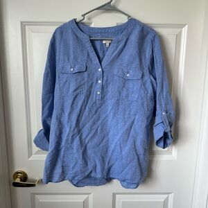 Talbots Linen Camp Shirt Size L